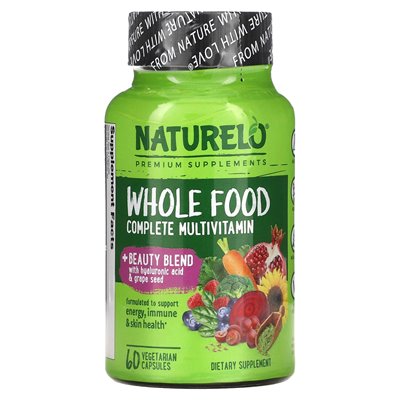 Naturelo, Whole Food Complete Multiwitamin + Beauty Blend, 60 wegetariańskich kapsułek Naturelo, Whole Food Complete Multiwitamin + Beauty Blend, 60 wegetariańskich kapsułek