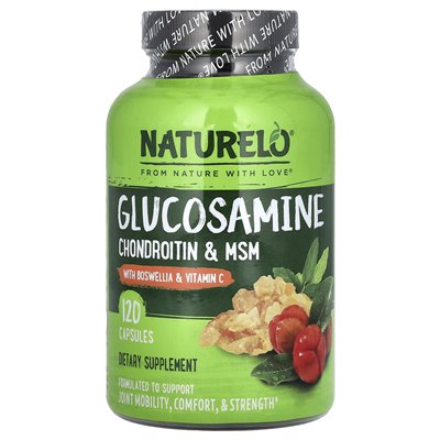 Naturelo, glukozamina chondroitin i MSM z Boswellia i witaminą C, 120 kapsułek