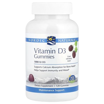 Nordic Naturals, Vitamin D3 Gummie, Wild Berry, 1000 IU, 120 żelki Nordic Naturals, Vitamin D3 Gummie, Wild Berry, 1000 IU, 120 żelki