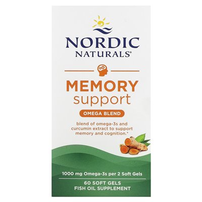 Nordic Naturals, wsparcie pamięci, mieszanka omega, 1000 mg, 60 miękkich żeli (500 mg na miękki żel)