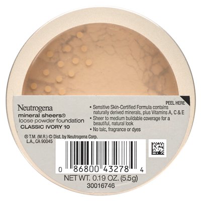 Neutrogena, Sherry Minerals, loses Puder-Foundation, Classic Ivory 10, 5,5 g (0,19 oz.)