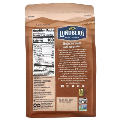 Lundberg, Organic Prouted Brown Basmati Gourmet Rice, 1 funt (454 g)