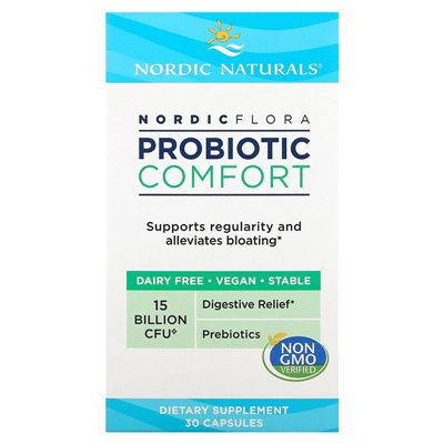 Nordic Naturals, Nordic Flora probiotyk, komfort, 15 miliardów CFU, 30 kapsułek