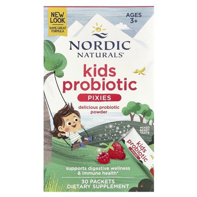 Nordic Naturals, Probiotic Pixies, Ages 3+, jagoda mieszana, 30 pakietów, 0,035 uncji (1 g) każdy Nordic Naturals, Probiotic Pixies, Ages 3+, jagoda mieszana, 30 pakietów, 0,035 uncji (1 g) każdy