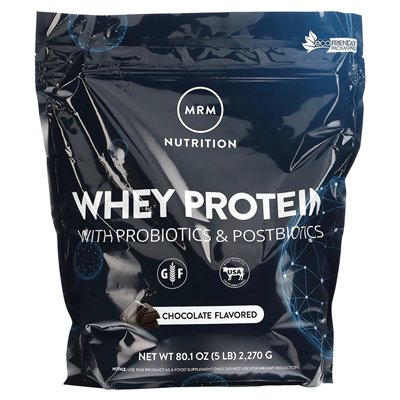 MRM Nutrition, białko serwatkowe z probiotykami i postbiotyki, czekolada, 5 funtów (2270 g)