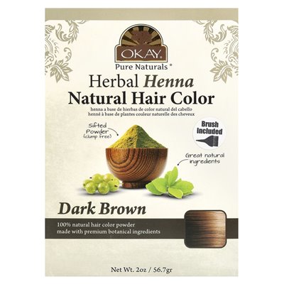 OK PURE Naturals, ziołowy henna naturalny kolor włosów, ciemnobrązowy, 2 uncje (56,7 g) OK PURE Naturals, ziołowy henna naturalny kolor włosów, ciemnobrązowy, 2 uncje (56,7 g)