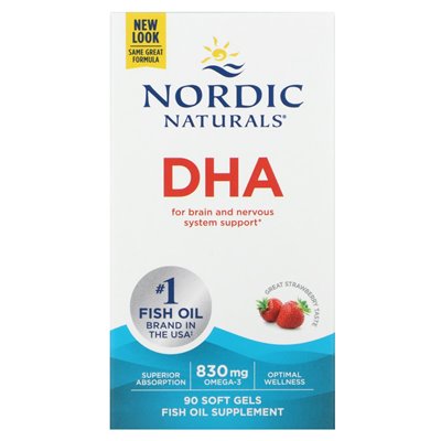 Nordic Naturals, DHA, Strawberry, 90 miękkich żeli