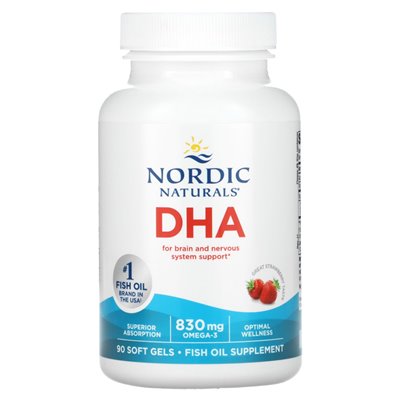 Nordic Naturals, DHA, Strawberry, 90 miękkich żeli