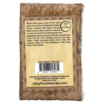 OK Pure Naturals, African Black Bar Soap, Coconut, 5,5 uncji (156 g)