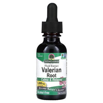 Odpowiedź natury, korzeń waleriany, wolny od alkoholu, 1000 mg, 1 fl oz (30 ml)