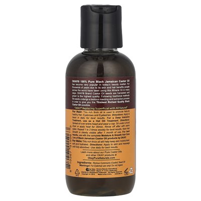 Okay Pure Naturals, 100% czysty jamajski czarny olej rycynowy, 118 ml Okay Pure Naturals, 100% czysty jamajski czarny olej rycynowy, 118 ml