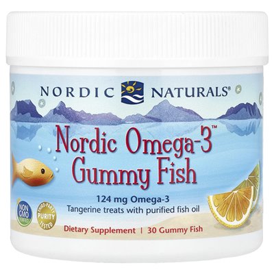 Nordic Naturals, Nordic Omega-3 Gummy Fish, Tangerine Treats, 124 mg, 30 gumowate ryby