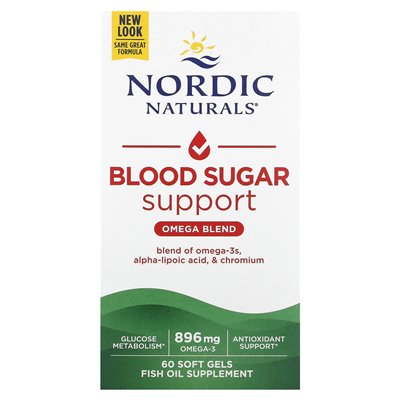 Nordic Naturals, wsparcie cukru we krwi, mieszanka omega, 896 mg, 60 miękkich żeli (448 mg na miękki żel)