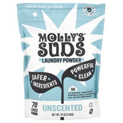 Suks Molly, proszek prania, bezzapachowy, 47 uncji (1,3 kg)