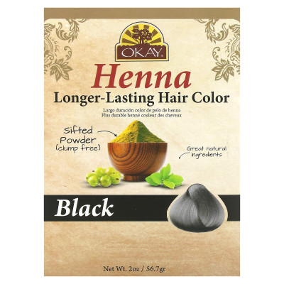 Okay czyste naturalne, henna, dłuższy kolor włosów, czarny, 2 uncje (56,7 g)