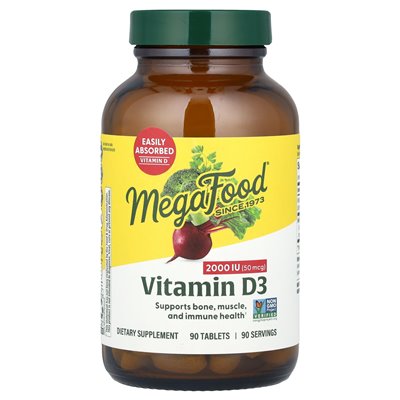Megafood, Vitamin D3, 2000 IE (50 mcg), 90 Tabletten