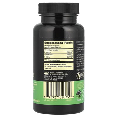 Optymalne odżywianie, BCAA 1000, 1000 mg, 60 kapsułek (500 mg na kapsułkę)