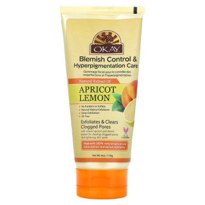 Okay Pure Natural Apricot Lemon Scrub, 6 oz (170 g)