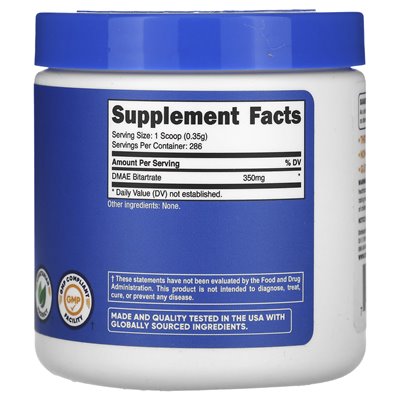 Nutricost, DMAE BITARTRATUR, UNBESCHICHTET, 350 mg, 3,5 Unzen (100 g)