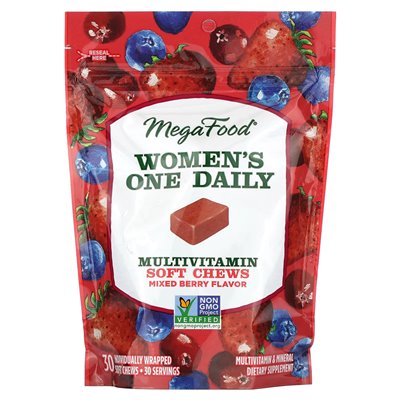 Megafood Women's Daily Multivitamin Mixed Berry, 30 einzeln verpackte, weiche Kautabletten