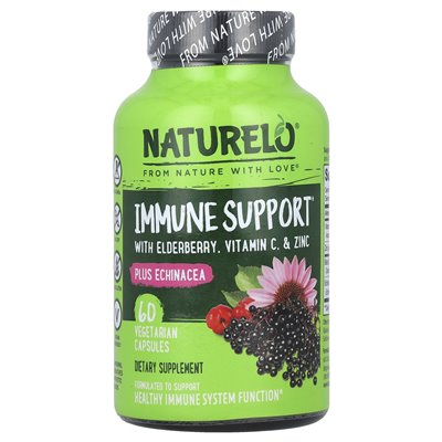 Naturelo, Immununterstützung mit Holunder, Vitamin C und Zink plus Echinacea, 60 vegetarische Kapseln