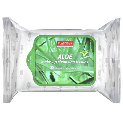 Purederm, Make-up-Reinigungstücher, Aloe, 30 Tücher