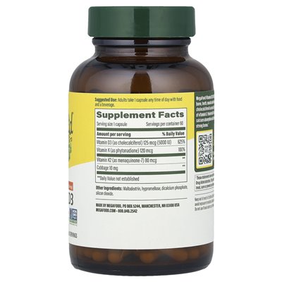 Megafood, witamina D3, 125 mcg (5000 IU), 60 mini kapsułek