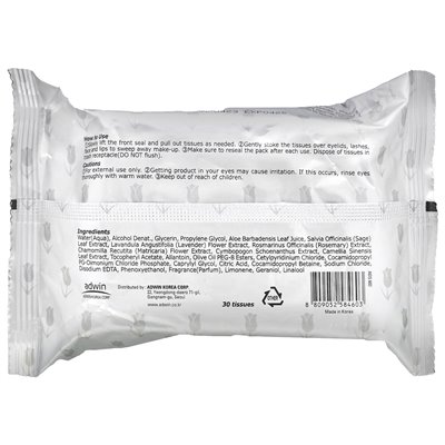 Purederm, makeup cleansing tissues, green tea, 30 tissues