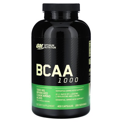 Optimal Nutrition, BCAA 1000, 1000 mg, 400 capsules (500 mg per capsule)