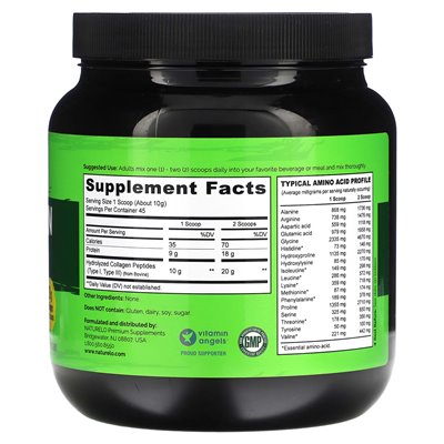 Naturelo, Collagen Peptides Powder, Salt-Free, 1 Pound (16 Ounces)