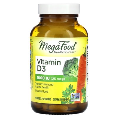 Megafood, Vitamin D3, 25 mcg (1000 IE), 90 Tabletten
