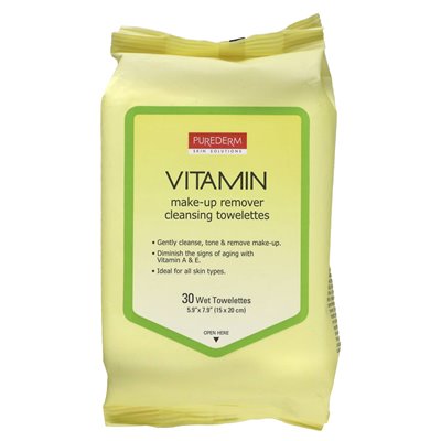 Curederm, makeup to cleanse towels, vitamins, 30 wet towels