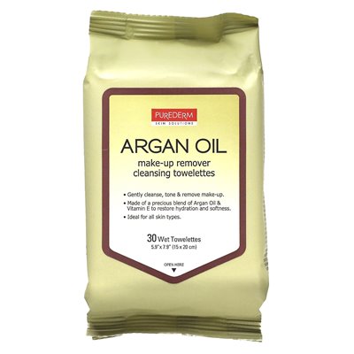 Curederm, Make-up-Tuch-Reiniger, Arganöl, 30 Feuchttücher
