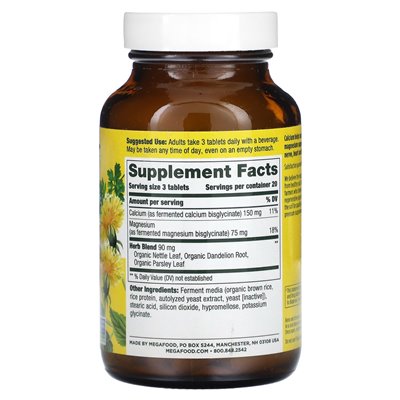 Megafood, Kalzium und Magnesium, 60 Tabletten