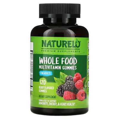 Naturelo, Whole Food Multivitamin Gummies for Adults, Berry, 120 Gummies