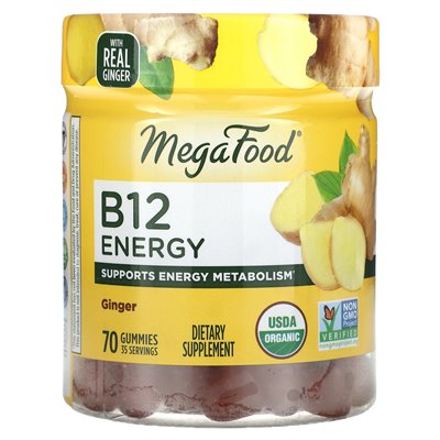 Megafood, B12 Energy, Ginger, 70 Gummy Megafood, B12 Energy, Ginger, 70 Gummy