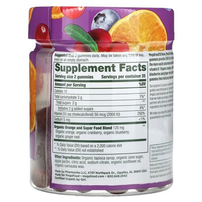 Megafood, D3, mieszane owoce, 50 mcg (2000 IU), 70 gummy (25 mcg (1000 IU) na gummę) Megafood, D3, mieszane owoce, 50 mcg (2000 IU), 70 gummy (25 mcg (1000 IU) na gummę)