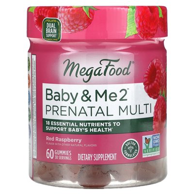 Megafood, Baby &amp Me 2, Prenatal Multi, Red Raspberry, 60 gumzy