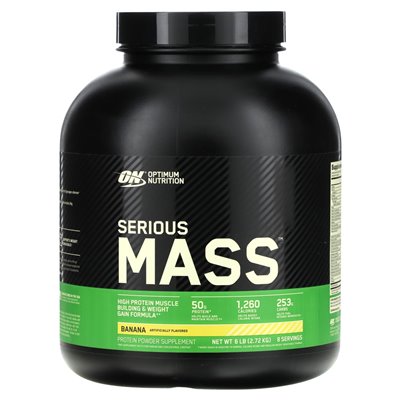 Optimum Nutrition, Serious Mass ™, banan, 6 funtów (2,72 kg) Optimum Nutrition, Serious Mass ™, banan, 6 funtów (2,72 kg)