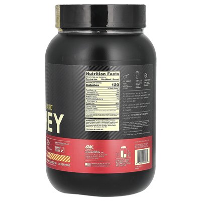 Optimum Nutrition, Gold Standard® 100% serwatka, banan truskawkowy, 2 funty (907 g) Optimum Nutrition, Gold Standard® 100% serwatka, banan truskawkowy, 2 funty (907 g)