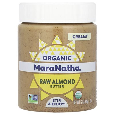 Maranatha, organiczne surowe masło migdałowe, kremowe, 12 uncji (340 g)