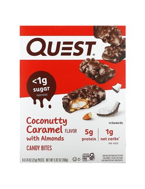 Quest Nutrition, Candy Bites, Coconut Caramel with Almonds, 8 Pieces, 0.74 oz (21 g) each Quest Nutrition, Candy Bites, Coconut Caramel with Almonds, 8 Pieces, 0.74 oz (21 g) each