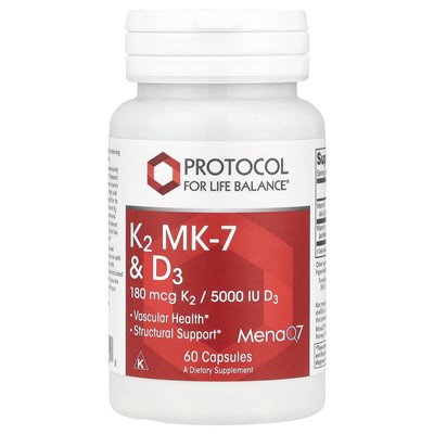 Balance Life Protocol, K2 MK-7 and D3, 60 Capsules