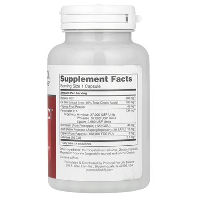 Protokół Bilans Life, enzymes-HCl ™, 120 kapsułek Protokół Bilans Life, enzymes-HCl ™, 120 kapsułek