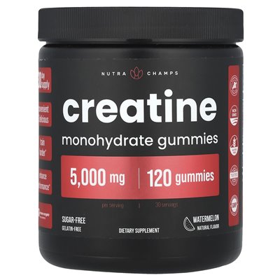 Nutrachamps, monohydrat kreatynowy, arbuz, 5000 mg, 120 gummy (1250 mg na gumę)