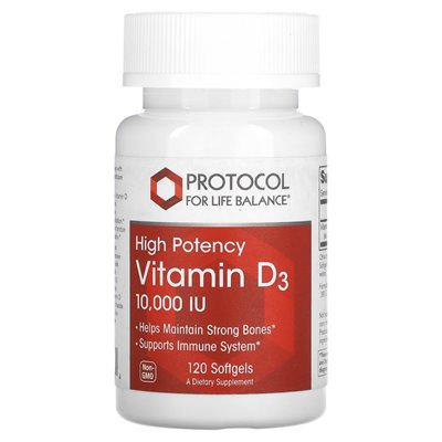 Life Balance Protocol, Vitamin D3, High Potency, 10,000 IU, 120 Softgels