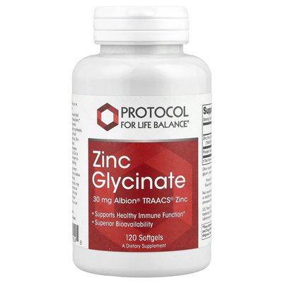 Protokół równowagi życiowej, glicynian cynku, 30 mg, 120 miękkich Protokół równowagi życiowej, glicynian cynku, 30 mg, 120 miękkich