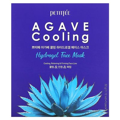 Petitfee, Agave Kühlende Hydrogel-Gesichtsmaske, 5 Blätter, 1,12 oz (32 g)