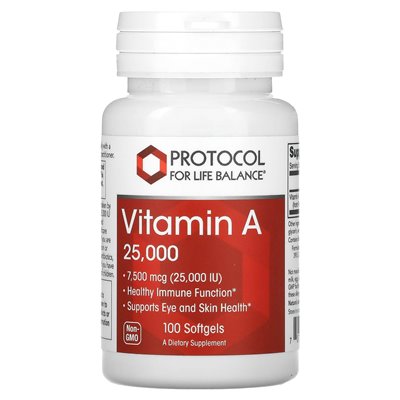 Balance Life Protocol, Vitamin A, 7,500 mcg (25,000 IU), 100 softgels