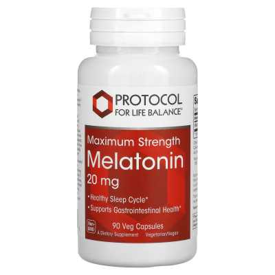 Life Balance Protocol, Melatonin, maximale Stärke, 20 mg, 90 Gemüsekapseln
